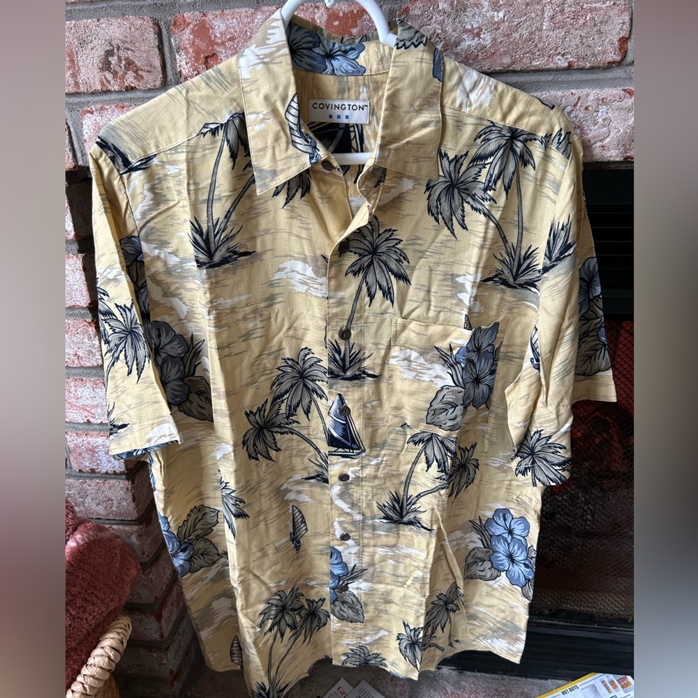 Covington 100%Rayon Men’s‎ Button Down Short Sleeve Hawaiian Shirt Size M